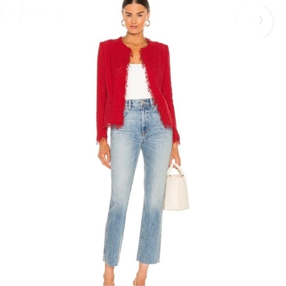 IRO Shavani open jacket dark red tweed boucle Size 38 Size 4 - Picture 1 of 9